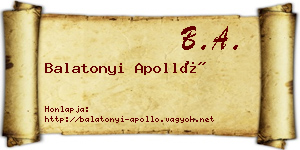 Balatonyi Apolló névjegykártya